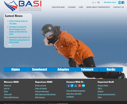 British Association of Snowsport Instructors powers their website with iMIS CMS