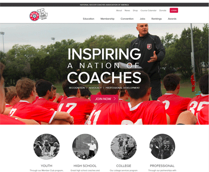 National Soccer Coaches Association of America powers their website with iMIS CMS